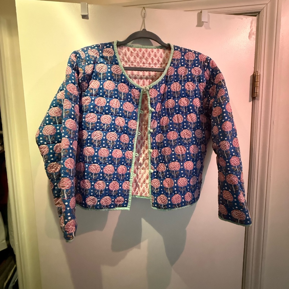Blue and Pink Quilted Women's Jacket